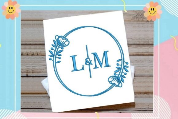 Blue Floral Ring Monogram Design Review