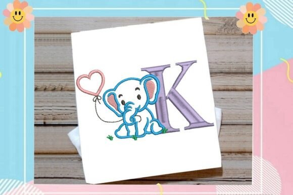 K Letter Cute Elephant Decor for Craft Fairs