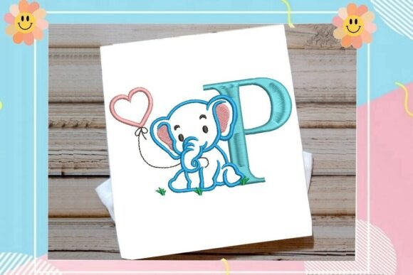P Letter Cute Elephant Decor for Holiday Crafting
